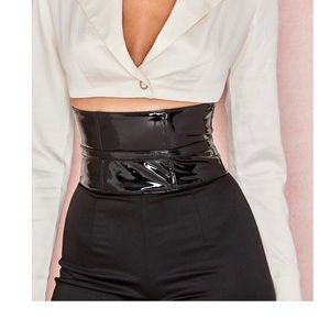 House of CB ‘malvina’ black patent waist belt